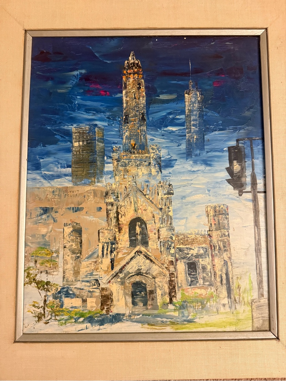Rare Original Oil on Canvas Painting Vintage New York City Painting